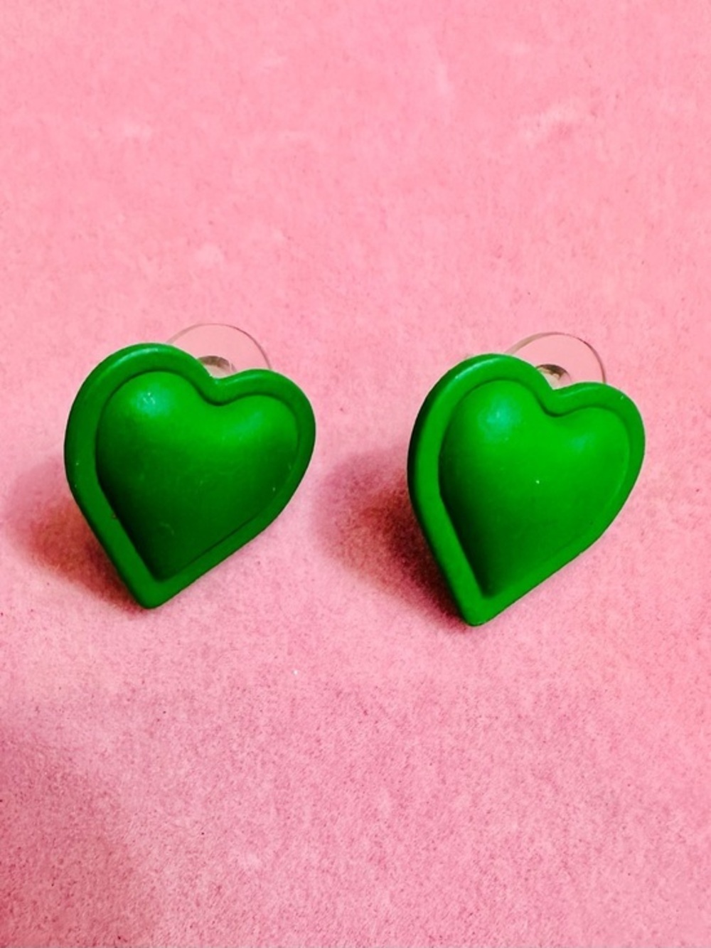 Green Heart Stud Earrings